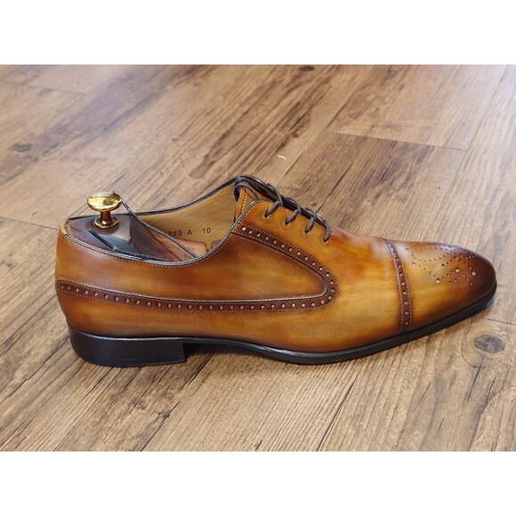 Carlos Santos Men’s Captoe 10D Golden Tan Brown Burnished Leather Dress Shoes main image 7